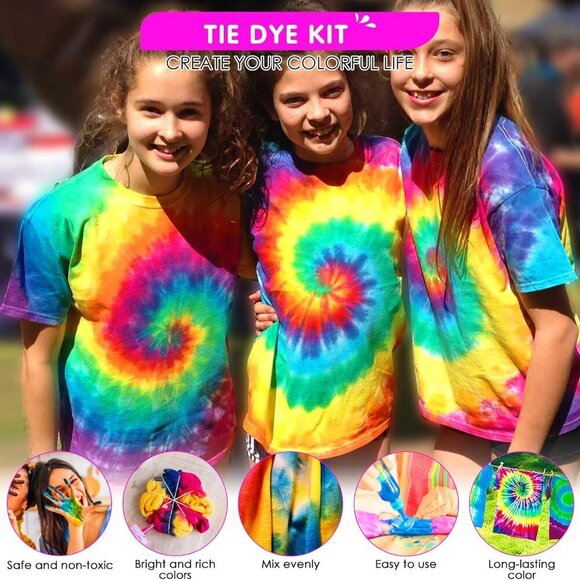 - 32 Vibrant Colors Pre-Filled Bottles Tyedyedye Kit, Permanent Non-Toxic for La - Picture 5 of 6
